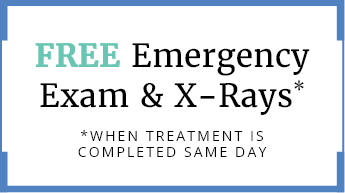 Free Emergency Exam & XRays Dental Visit stamp